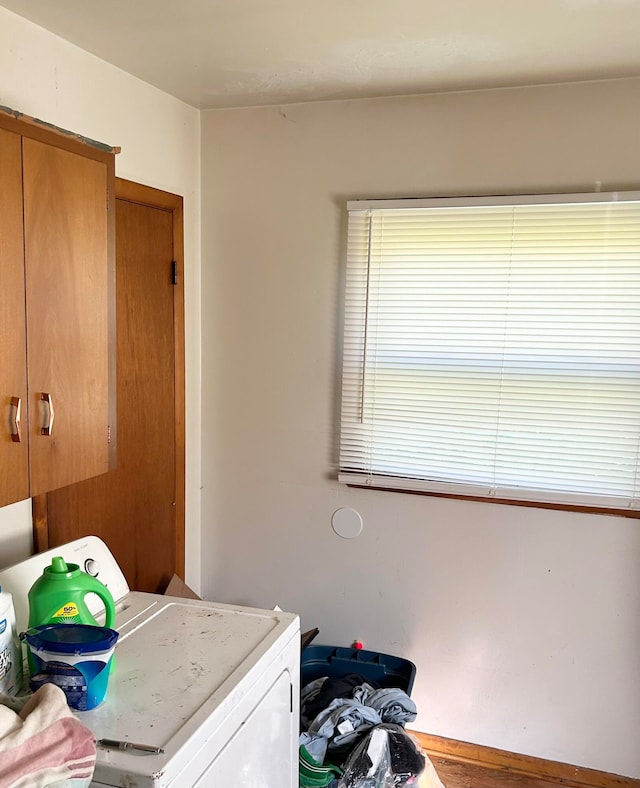 washroom featuring washer / clothes dryer and cabinets