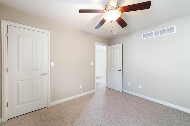 unfurnished bedroom with ceiling fan