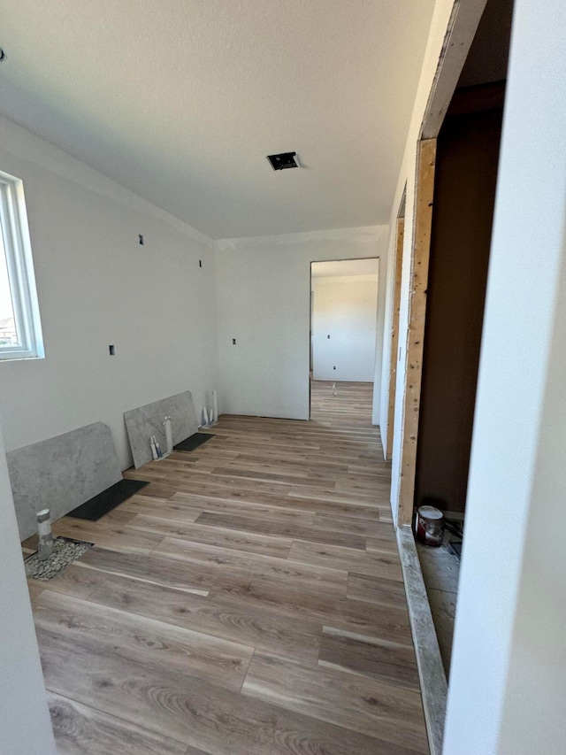 spare room with light hardwood / wood-style flooring