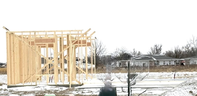 view of yard covered in snow