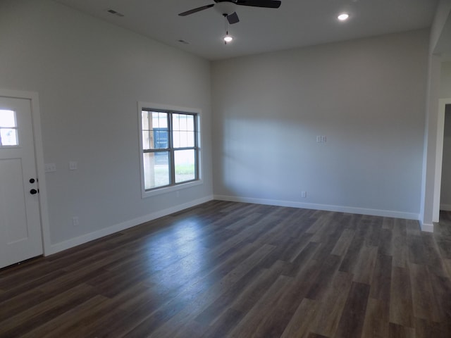 14 Carnival Ln, Centralia, MO 65240 - entrance foyer with plenty of natural light, ceiling fan, dark wood-type flooring, and recessed lighting