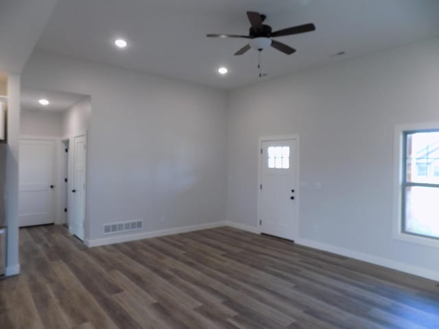 14 Carnival Ln, Centralia, MO 65240 - empty room featuring wood finished floors, a ceiling fan, and recessed lighting