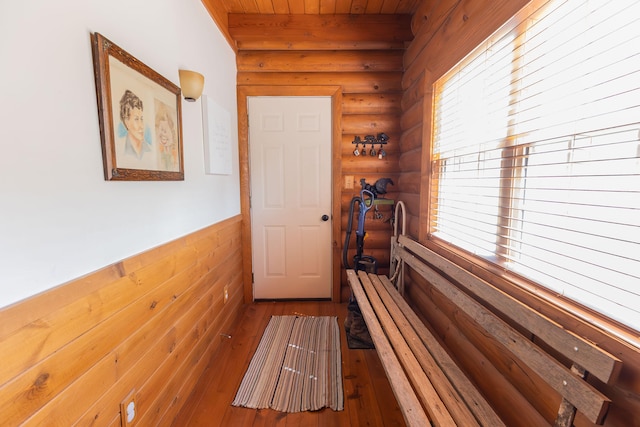 view of sauna / steam room with hardwood / wood-style floors