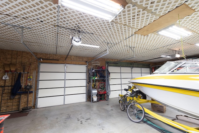 garage with a garage door opener