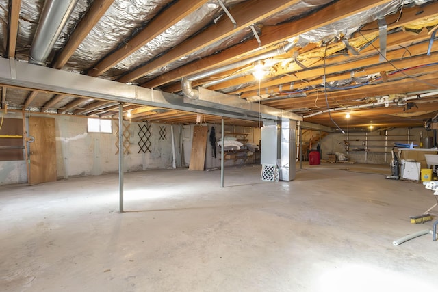 basement with heating unit