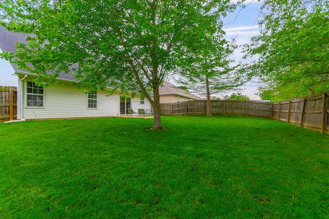 view of yard featuring a fenced backyard
