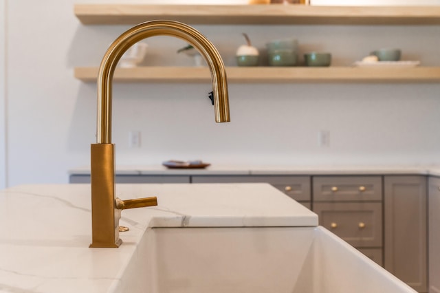 interior details featuring gray cabinets