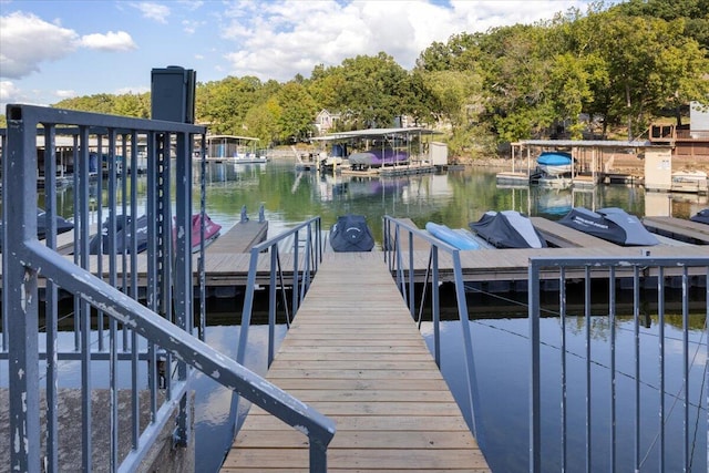 view of dock featuring a water view