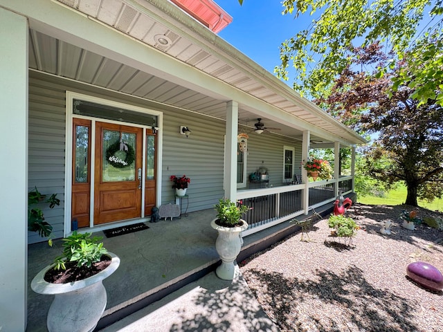 4200 S Rangeline Rd, Columbia, MO 65201 - entrance to property featuring covered porch and a ceiling fan