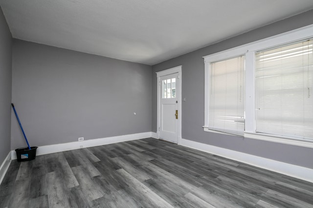 entryway with dark wood-type flooring