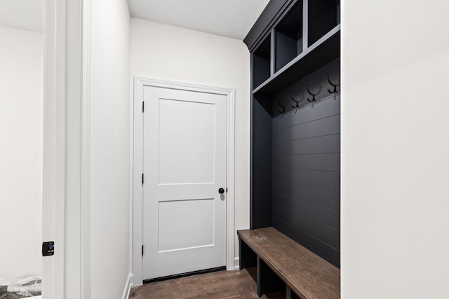 mudroom featuring dark hardwood / wood-style floors