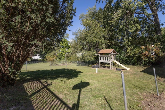 view of yard with a playground