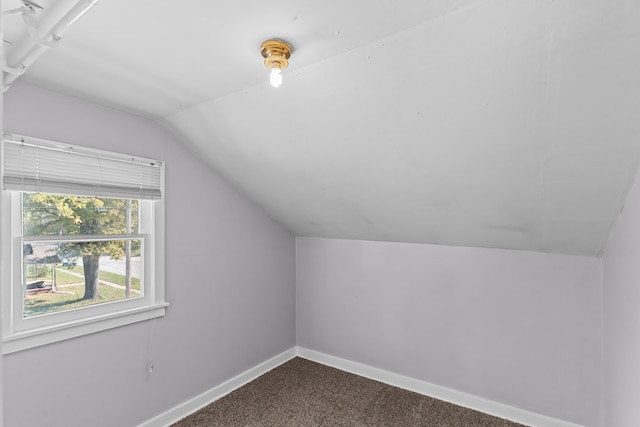 bonus room with vaulted ceiling and carpet