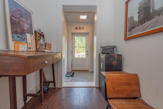 foyer with hardwood / wood-style floors