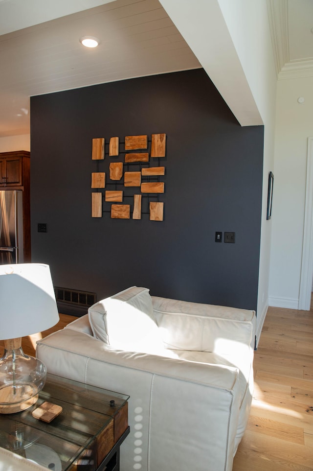 living room featuring light wood-type flooring