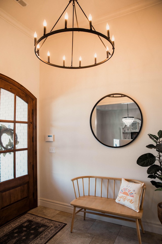 entrance foyer with crown molding