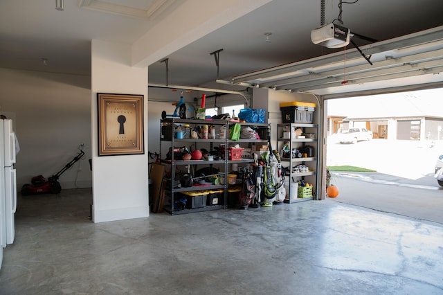 garage with a garage door opener