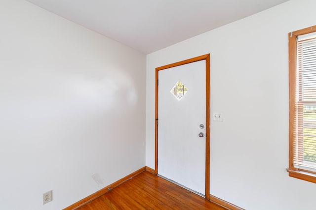 entryway with hardwood / wood-style floors