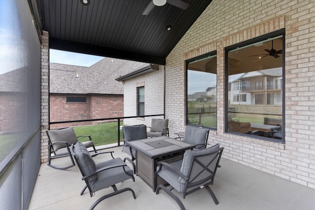 view of patio / terrace featuring ceiling fan