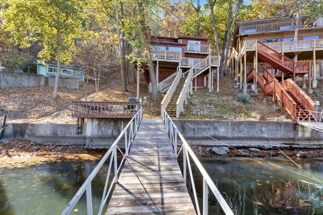 dock area with a water view