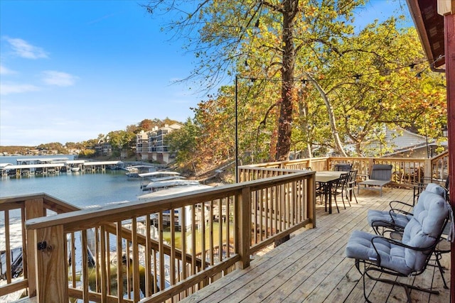 deck with a water view