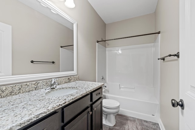 full bathroom featuring vanity, toilet, and bathtub / shower combination