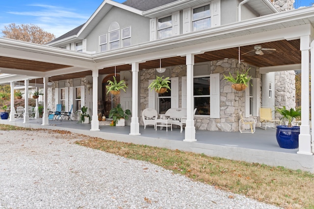 exterior space with a patio area and ceiling fan