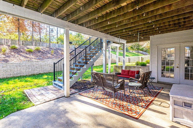 view of patio / terrace with outdoor lounge area and french doors