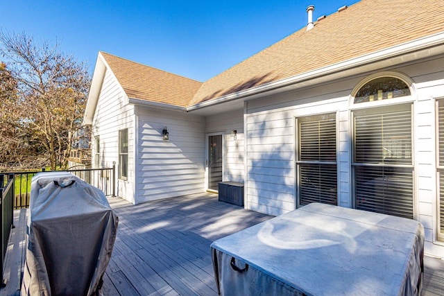 deck featuring area for grilling