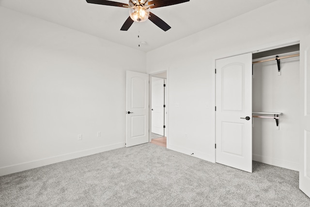 6504 Walsby Dr, Columbia, MO 65201 - unfurnished bedroom with baseboards, carpet flooring, a closet, and ceiling fan
