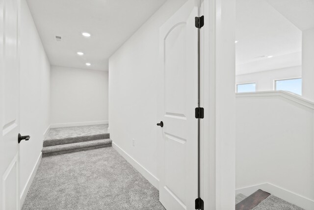 6504 Walsby Dr, Columbia, MO 65201 - hall with recessed lighting, visible vents, carpet flooring, and baseboards