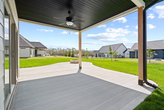6504 Walsby Dr, Columbia, MO 65201 - view of patio / terrace with a residential view and ceiling fan