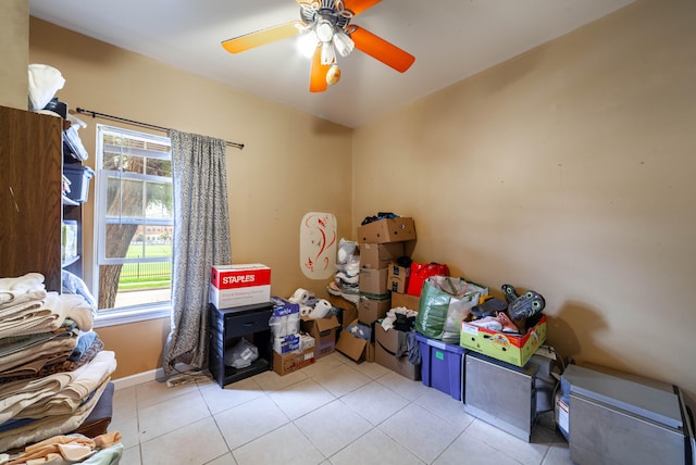 storage area with ceiling fan