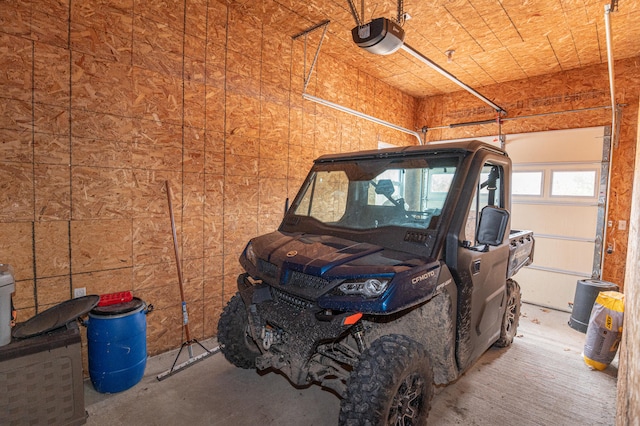 garage with a garage door opener