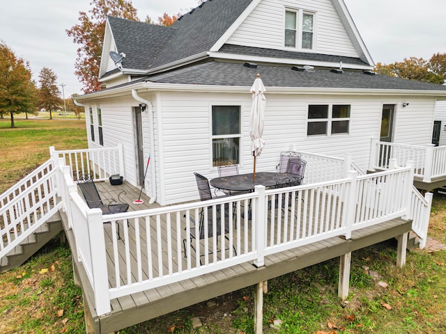 231 State Route W, Fayette, MO 65248 - back of house with a deck, a shingled roof, and stairway