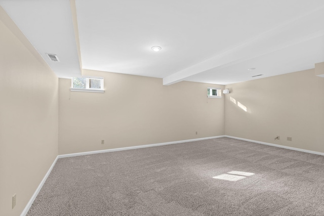 basement with carpet