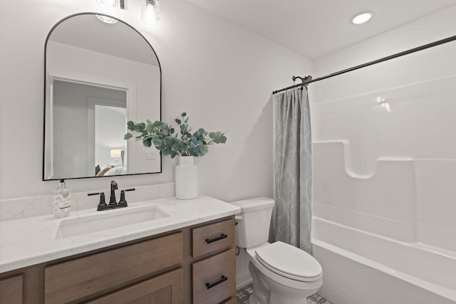 LOT523 The Brks, Columbia, MO 65201 - full bathroom featuring vanity, toilet, and shower / bath combination with curtain