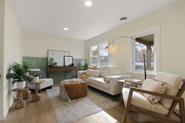 living room featuring hardwood / wood-style floors