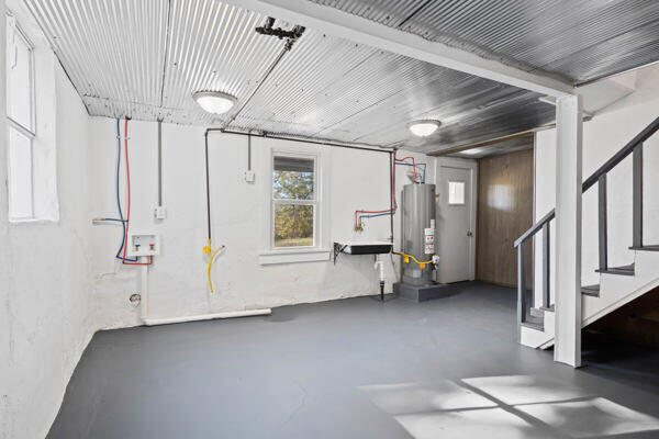 basement with gas water heater