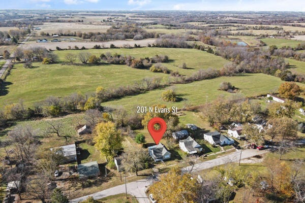 bird's eye view featuring a rural view