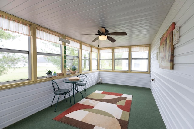 sunroom / solarium featuring ceiling fan and a healthy amount of sunlight