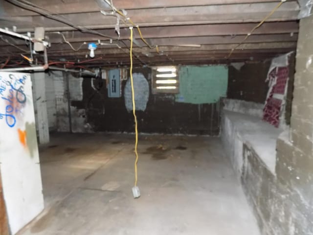 basement with electric panel