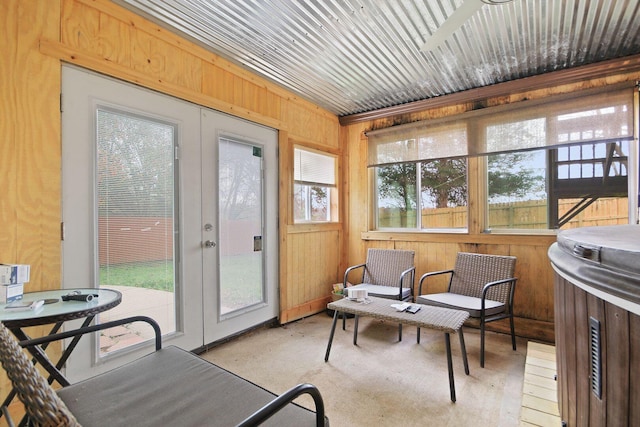 sunroom with french doors