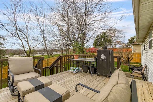 deck featuring an outdoor living space