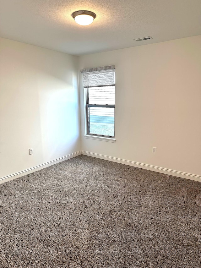 empty room with carpet and a textured ceiling