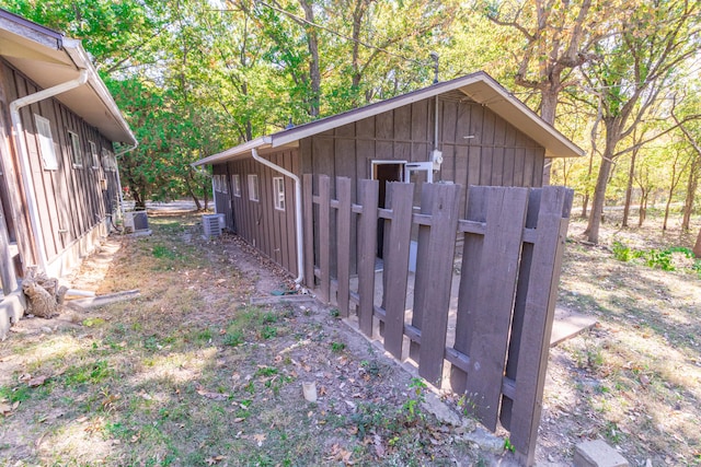 view of outdoor structure featuring central AC