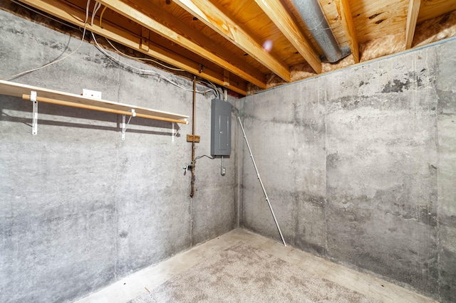 basement with electric panel