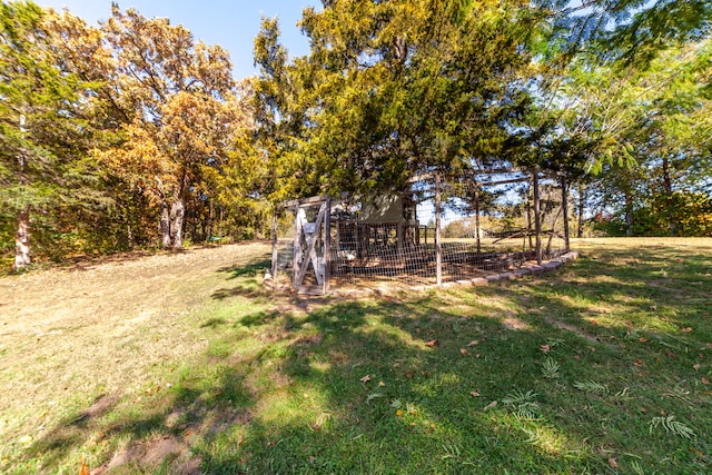 view of yard featuring an outdoor structure