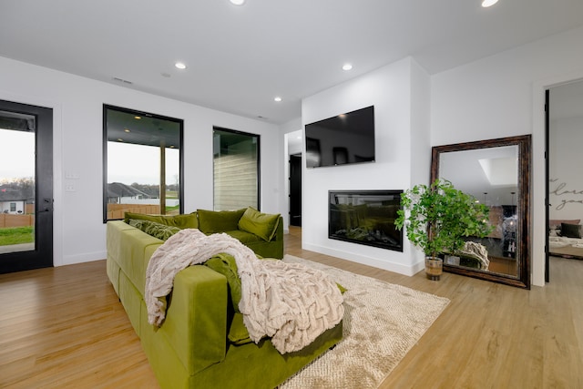 living room featuring light hardwood / wood-style floors