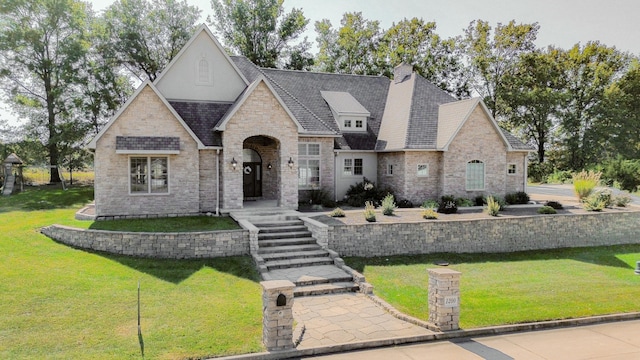 french country home with a front yard